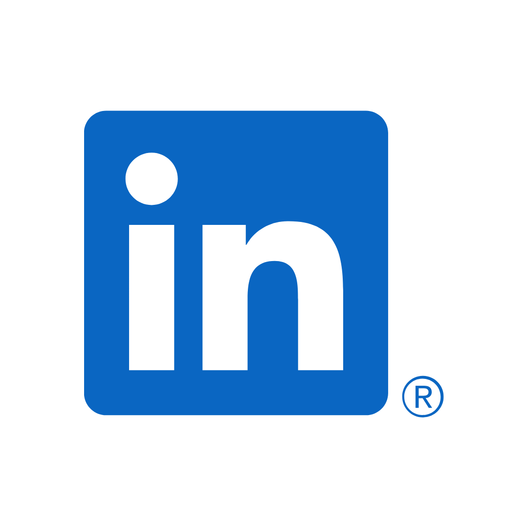 LinkedIn logo with blue background and black text.