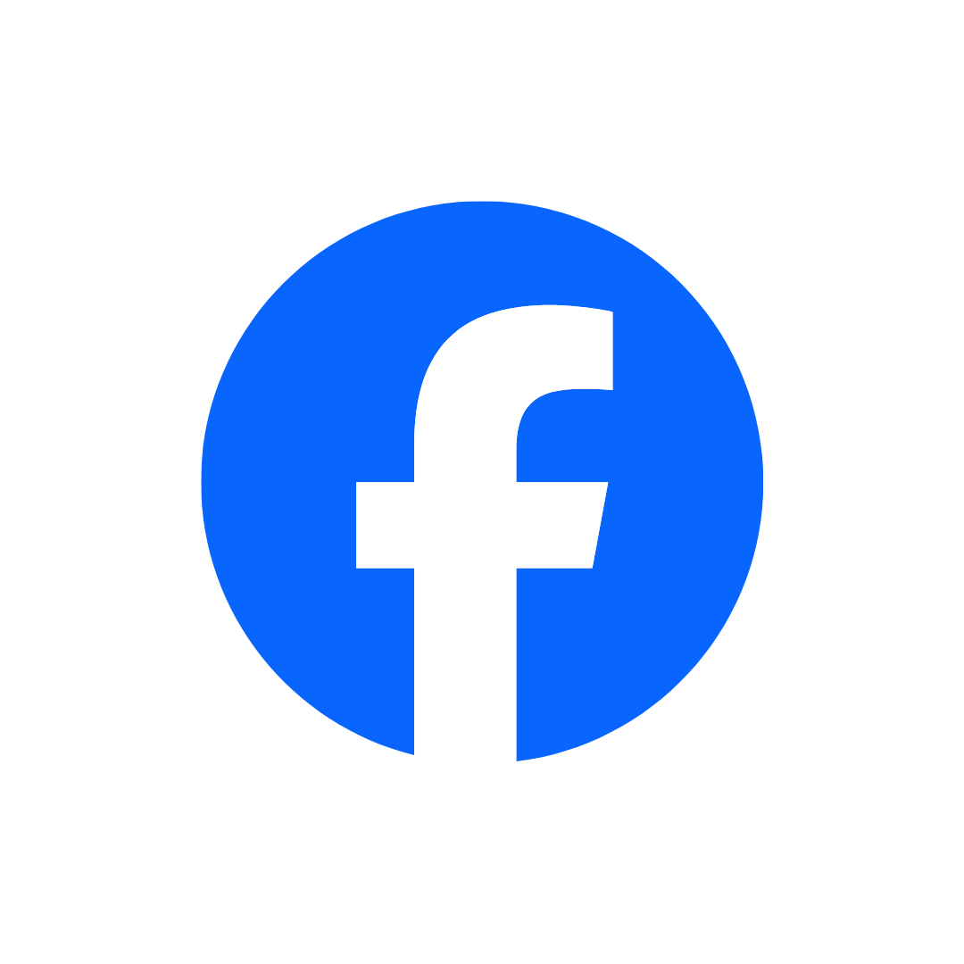 Facebook logo, a white lowercase 'f' on a blue circular background.