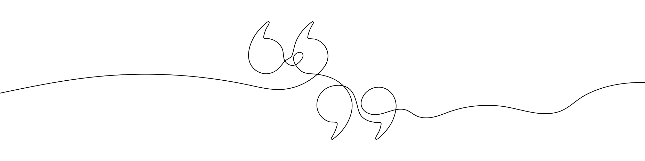 Line art illustration of a thread with two sewing needles intertwined.