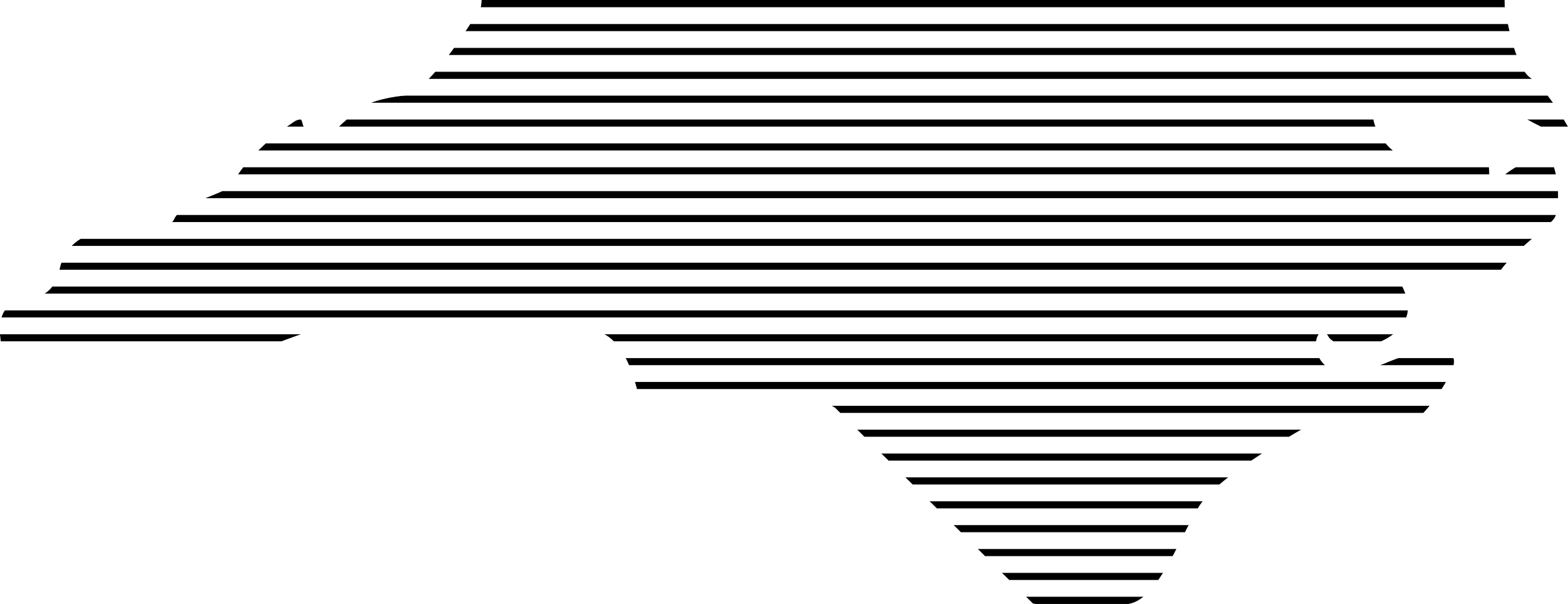 A stylized outline of the continent of South America created with horizontal lines on a black background.