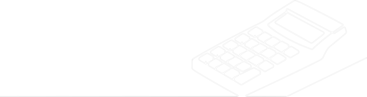 Outline drawing of a calculator with a keypad and display screen.