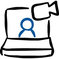 Icon of a person with a magnifying glass, indicating search or profile.