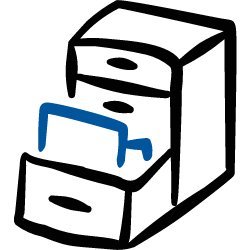 A graphic of a blue craft knife cutting through a virtual box.