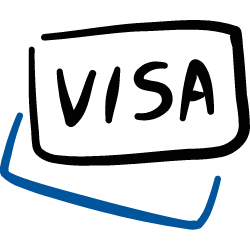 A Visa credit card with a blue and black design.