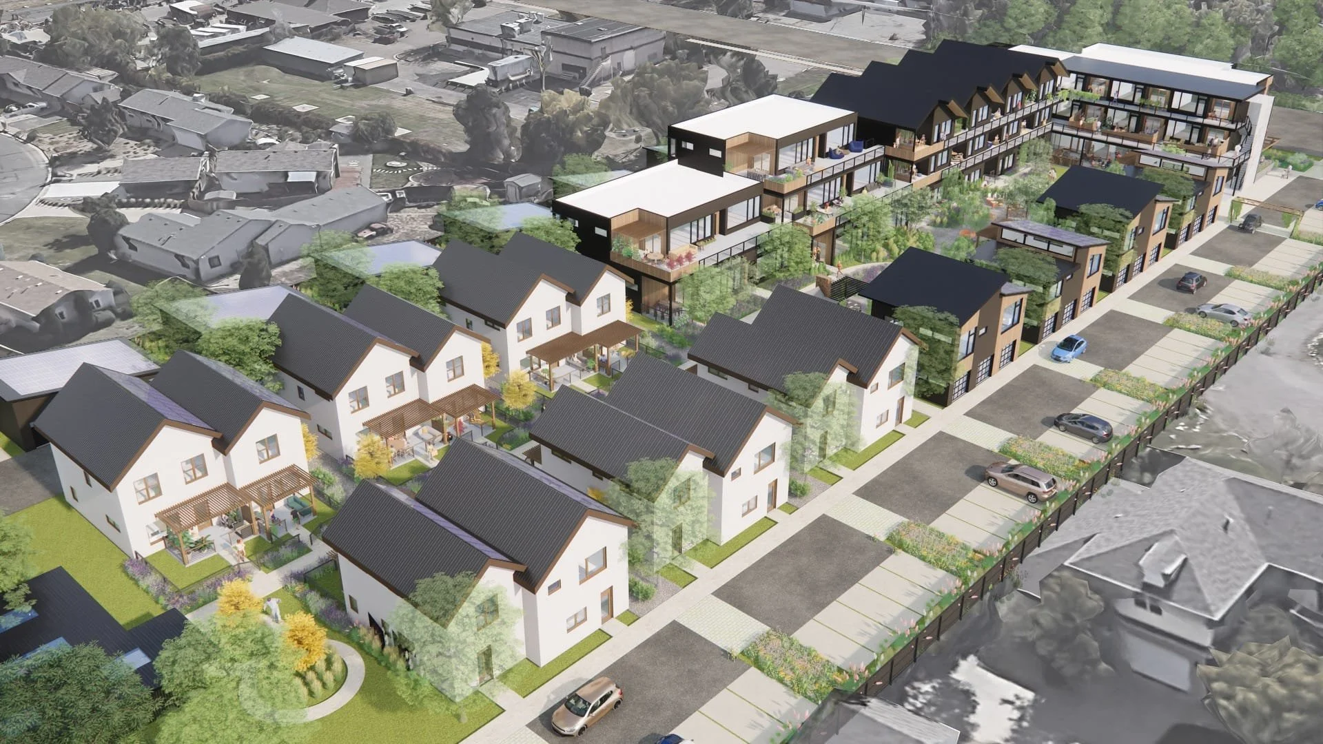 Various Home Styles & Lots of Shared Green Space