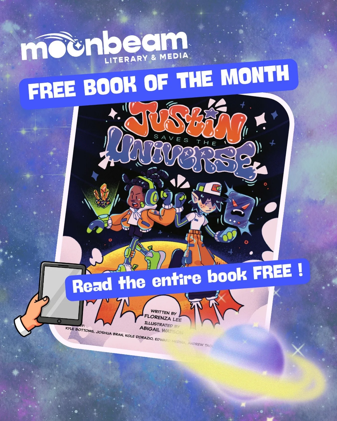 This month&rsquo;s FREE book has officially landed. 🚀

Meet JUSTIN SAVES THE UNIVERSE, an out-of-this-world adventure created from the imaginations of elementary school students in New York City.

When a mysterious message sends young space explorer