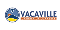 Vacaville Chamber of Commerce logo with mountain, sun, and water imagery.