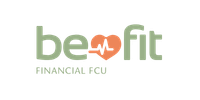 Be Fit logo with the words 'be fit' in green and white, featuring a heartbeat line in the middle