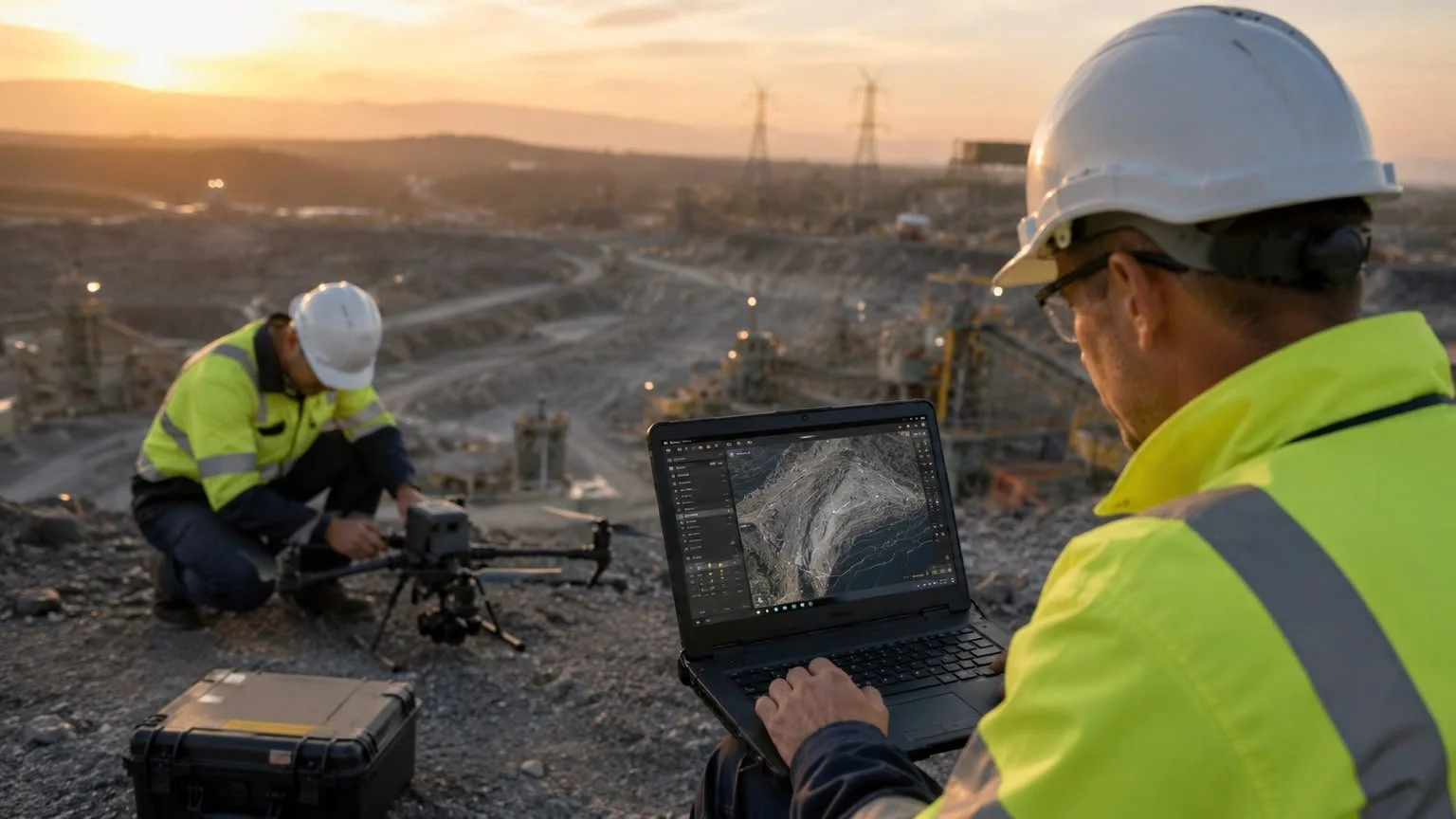 Horatio UAS Intelligence conducting a professional drone survey at an open-pit mining operation.