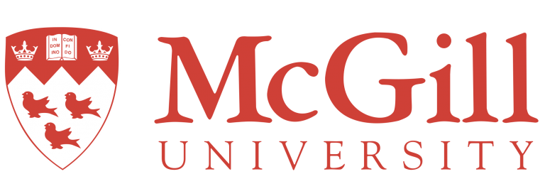 McGill University logo with red shield featuring three birds and two crowns above.