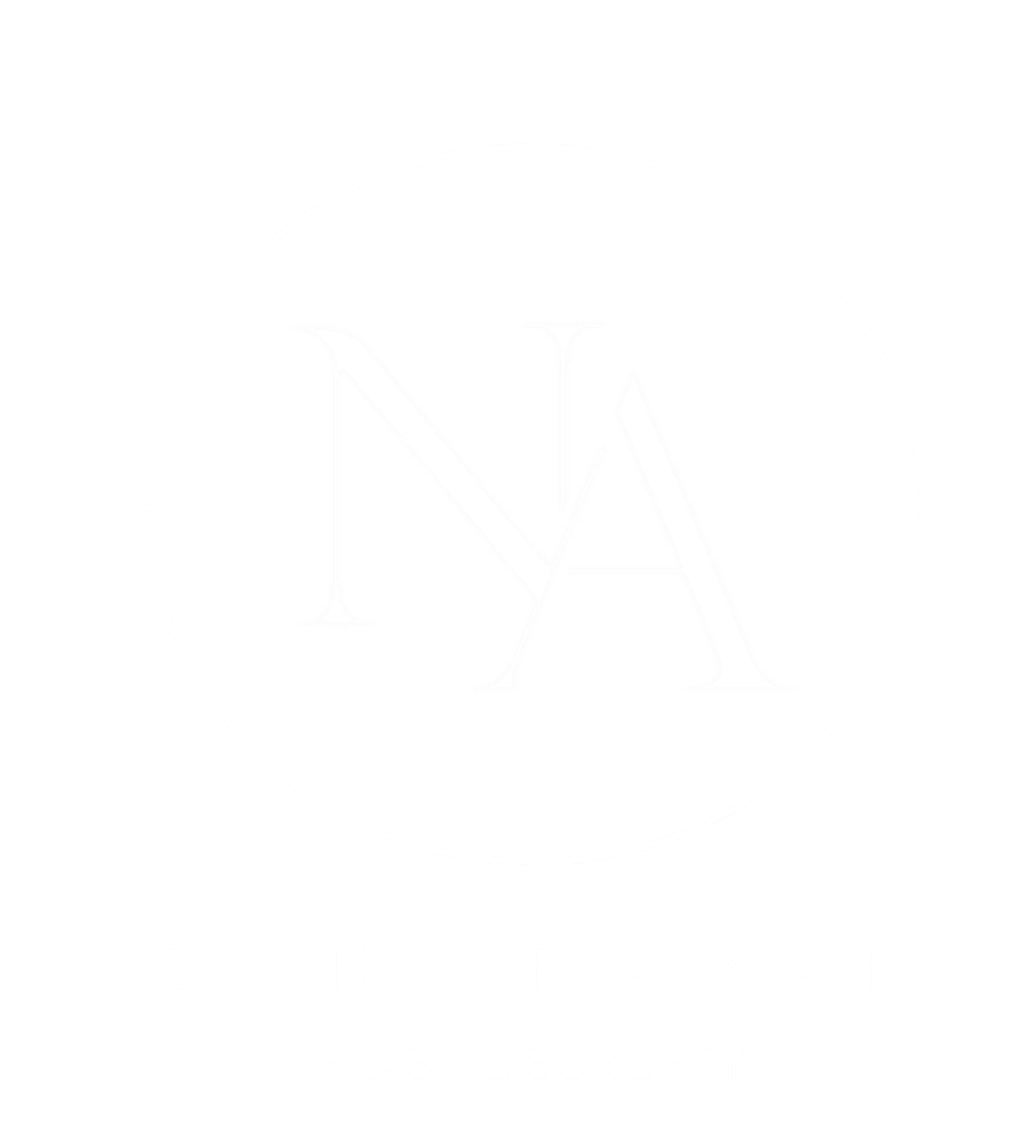 Logo with initials N and A inside a dashed circle, with text below reading 'Dr. Nayif Alnaif Plastic Surgery'.