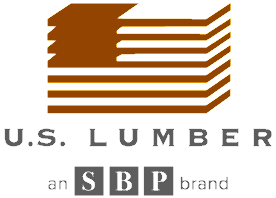 U.S. Lumber logo with brown and black design and the text 'U.S. Lumber' and 'an S B B brand'.