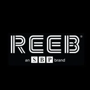 Reb logo with the words "an SBP brand" beneath it, on a black background.
