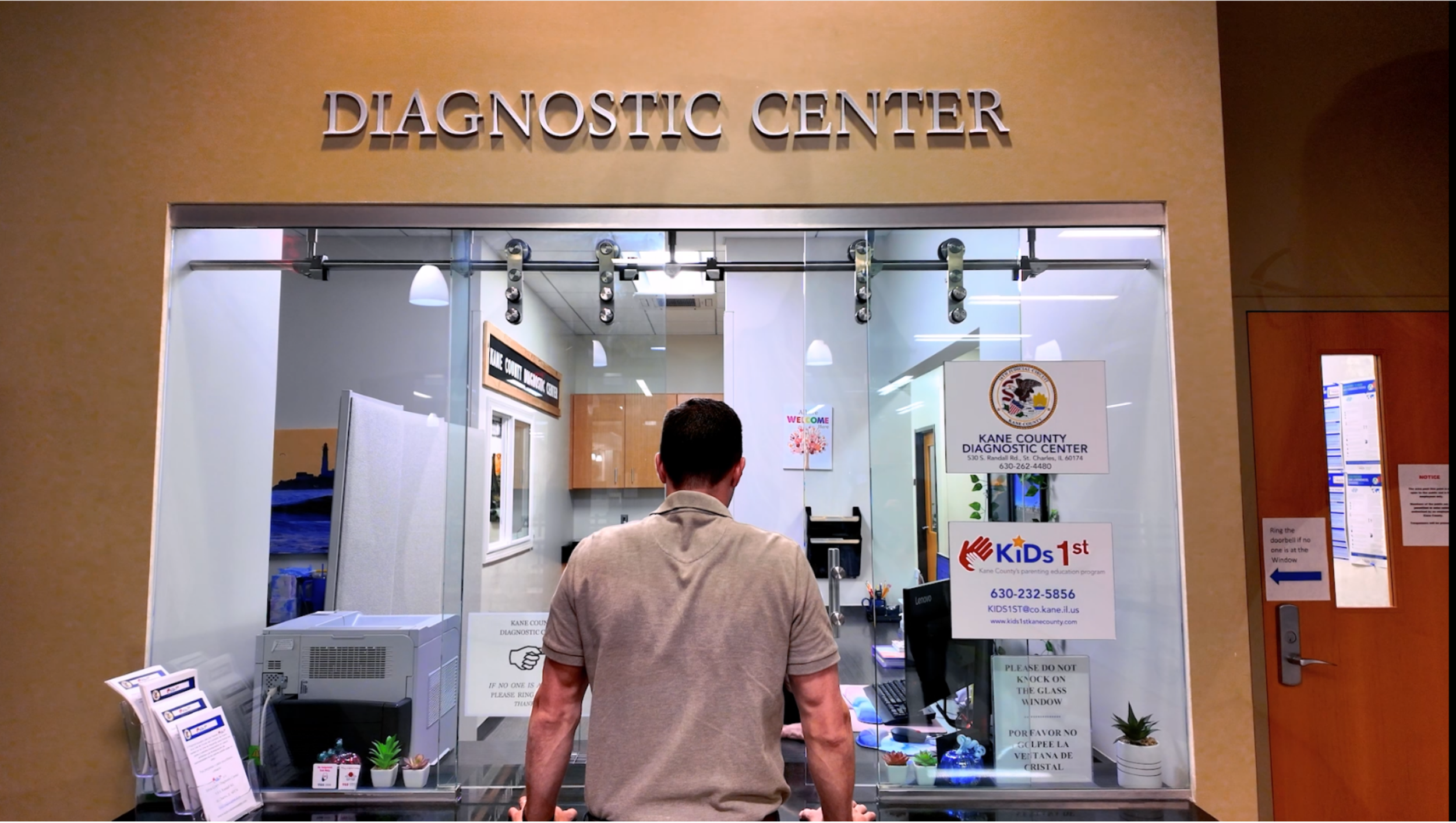 Client visiting the Diagnostic Center Help Window