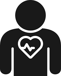 Silhouette of a person with a heart and heartbeat line on their chest