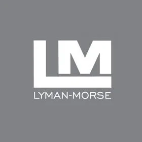 Gray background with white text displaying the logo 'LM' and the words 'LYMAN-MORSE' beneath it.