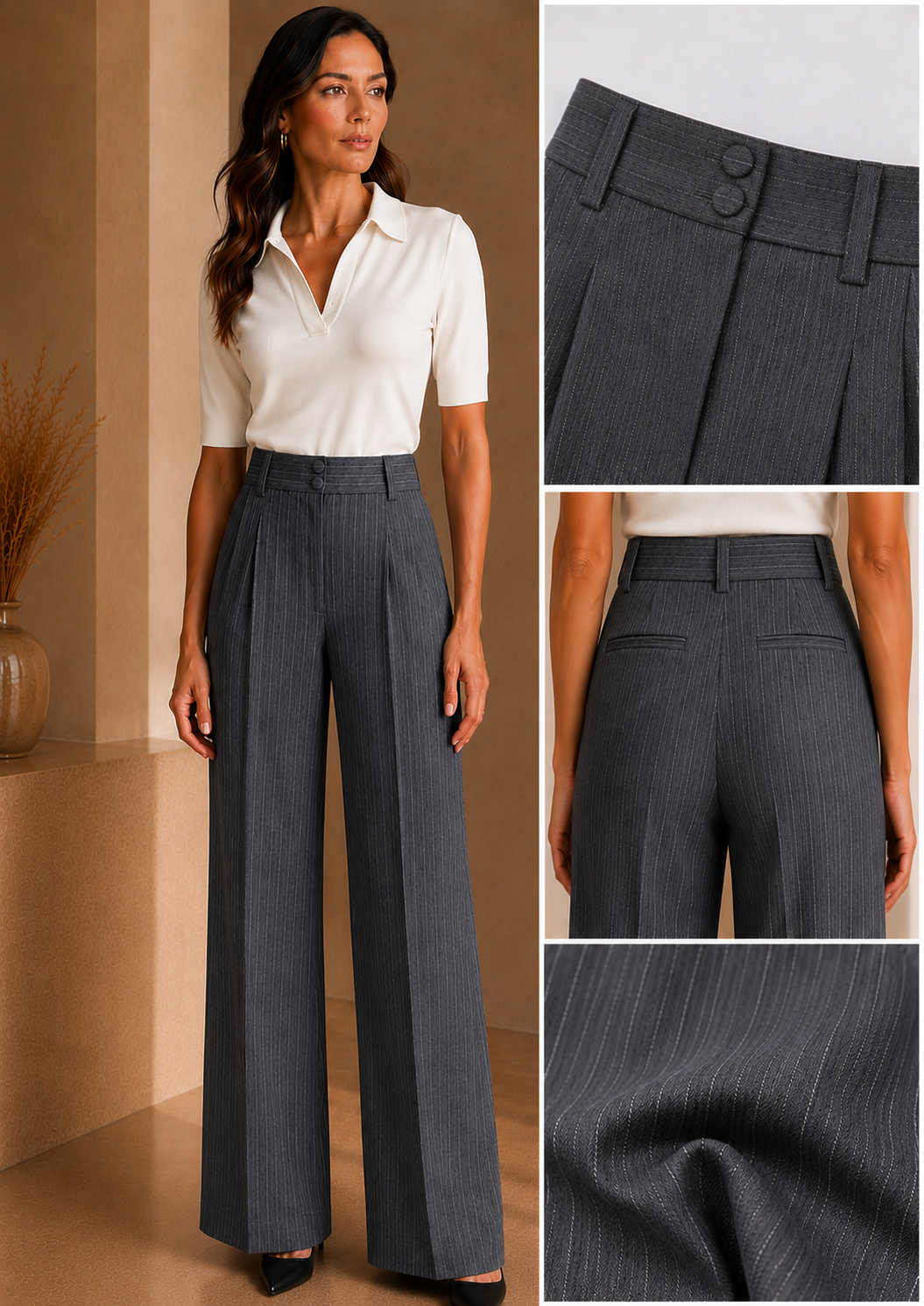 The Signature Gray Stripe Straight  Leg Pant
