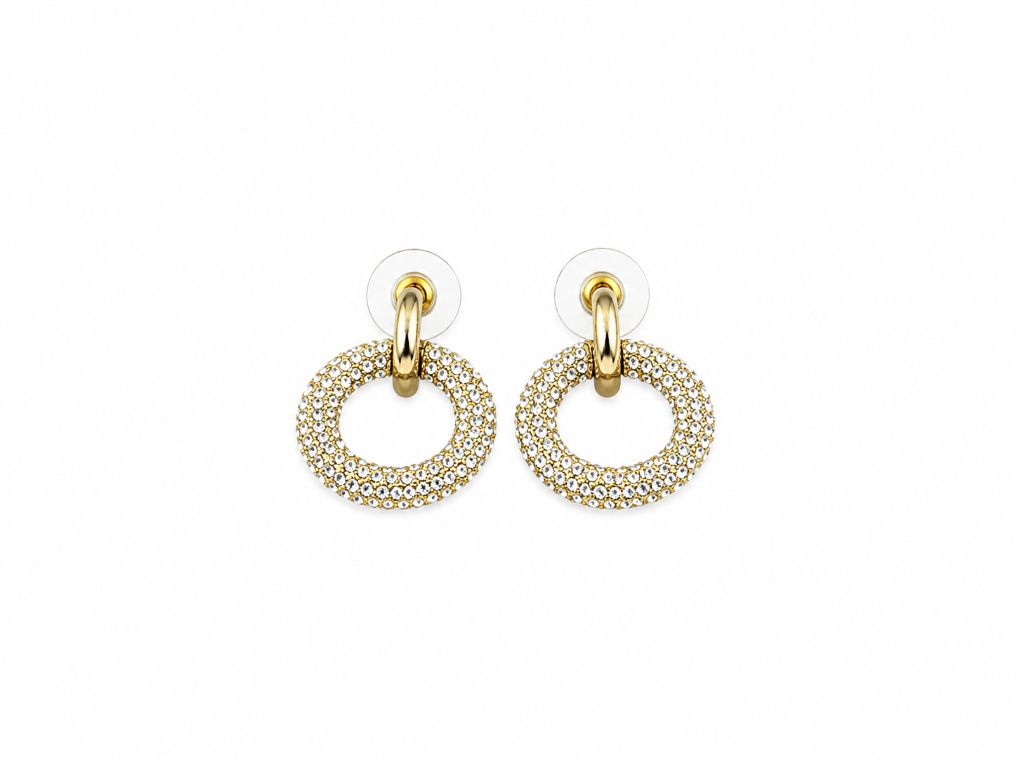 two toned sparkly hoop earrings