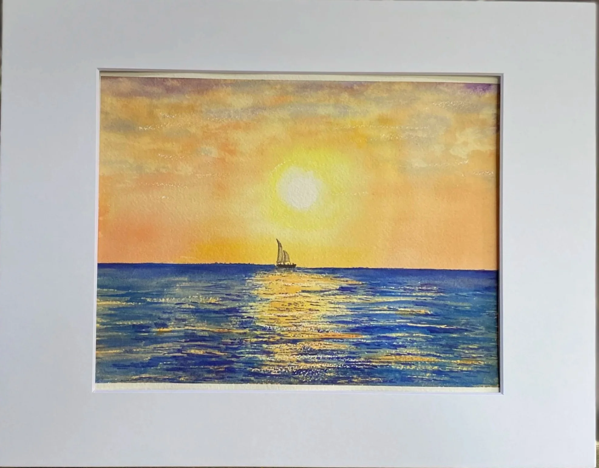 "Sailing at Sunset"
matted, image size 9" x 7" 