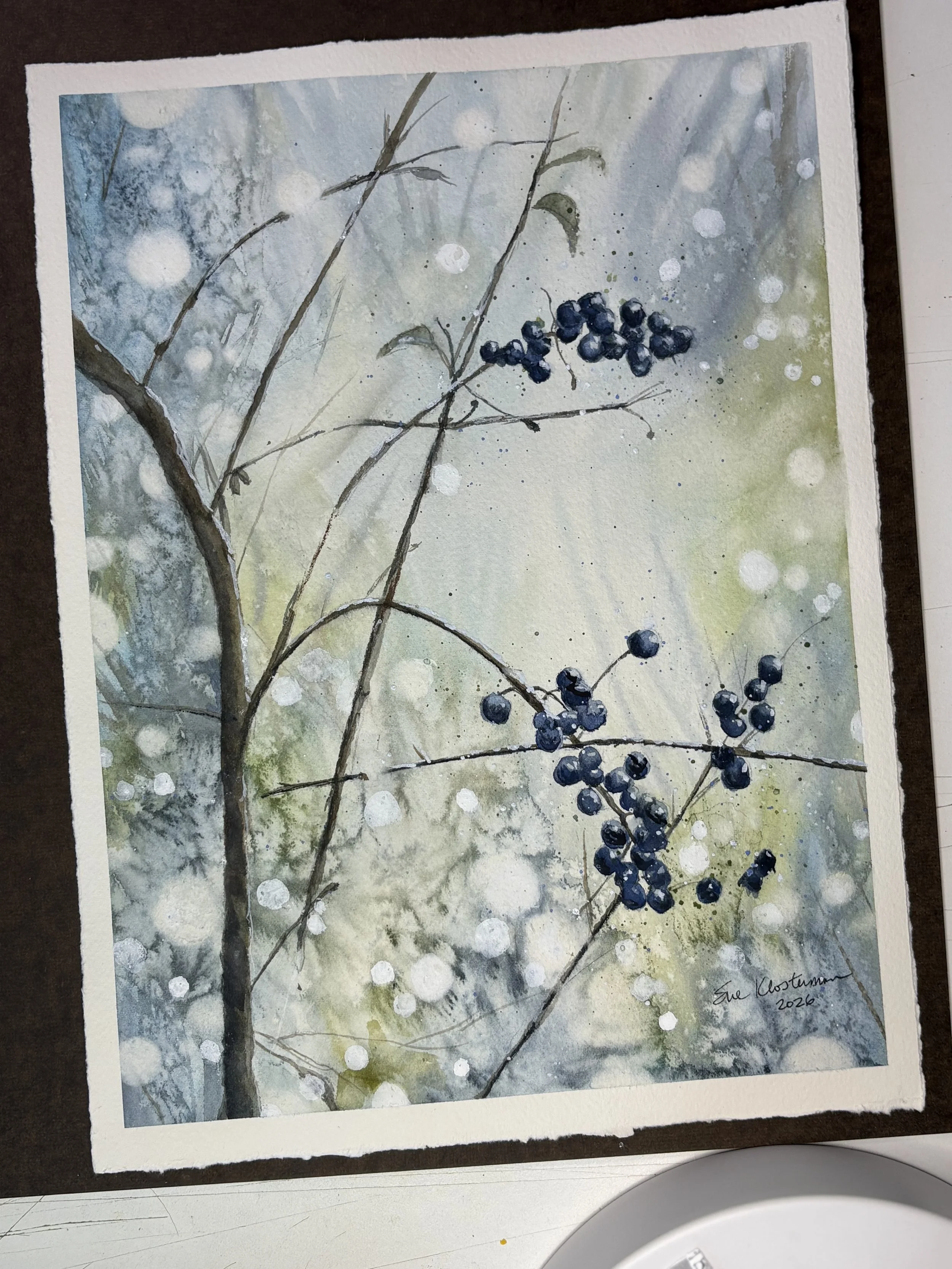 "Frozen Blueberries"
9 x 12 Inches