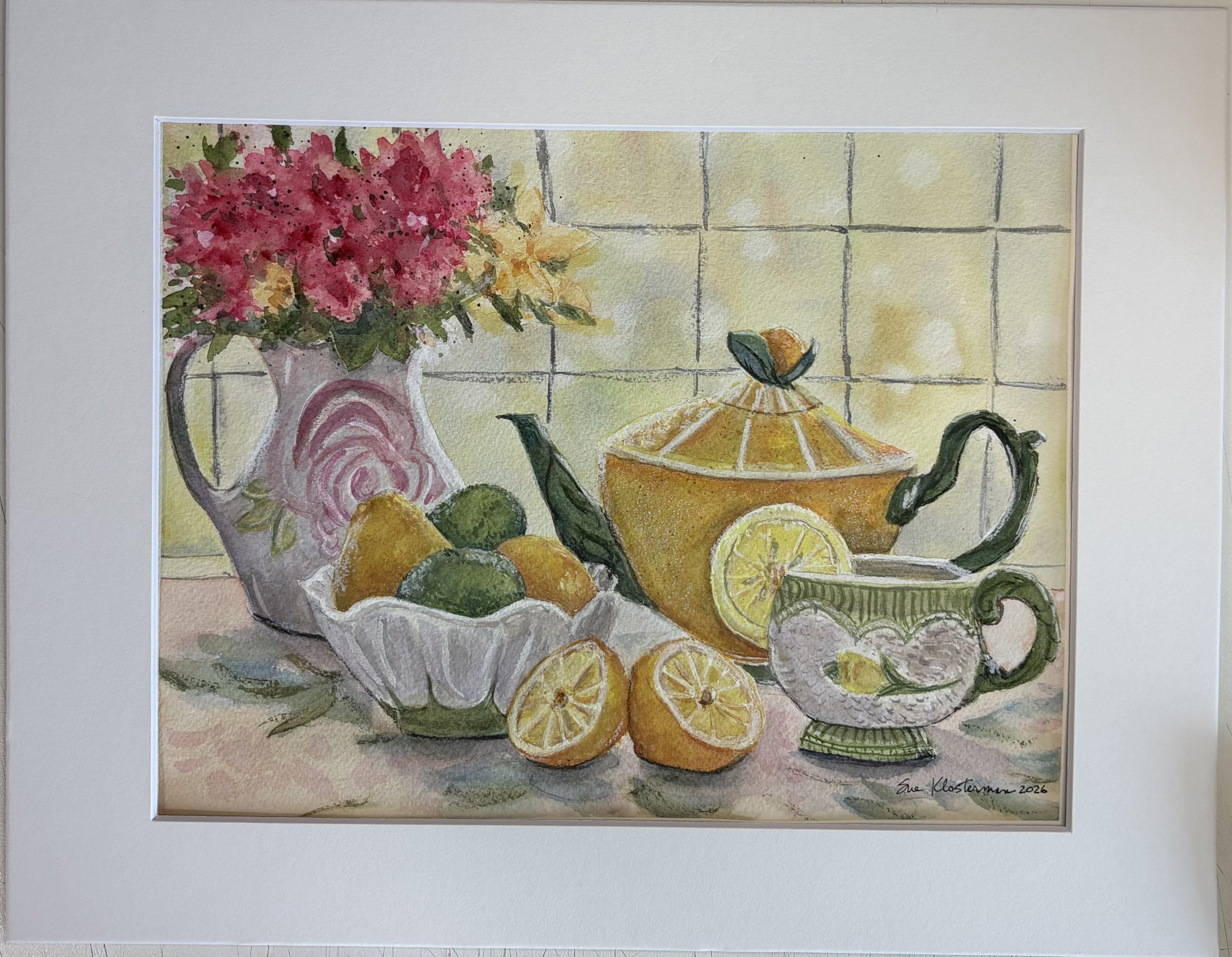 "Lemon Tea Party"
matted, 
image size 12" x 9" inches
