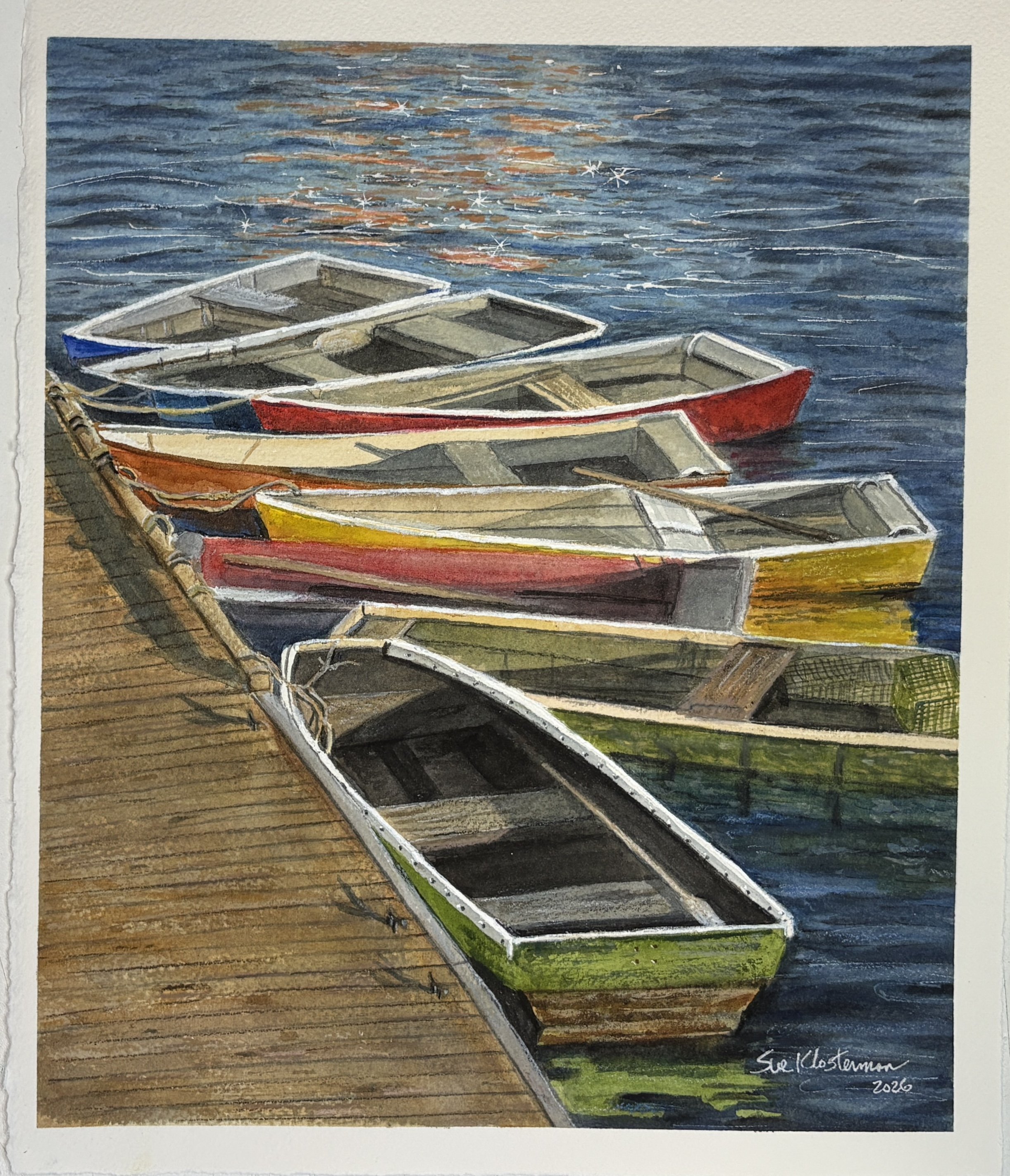 "Rows of Boats" 
matted, image size 9.5" x 11"