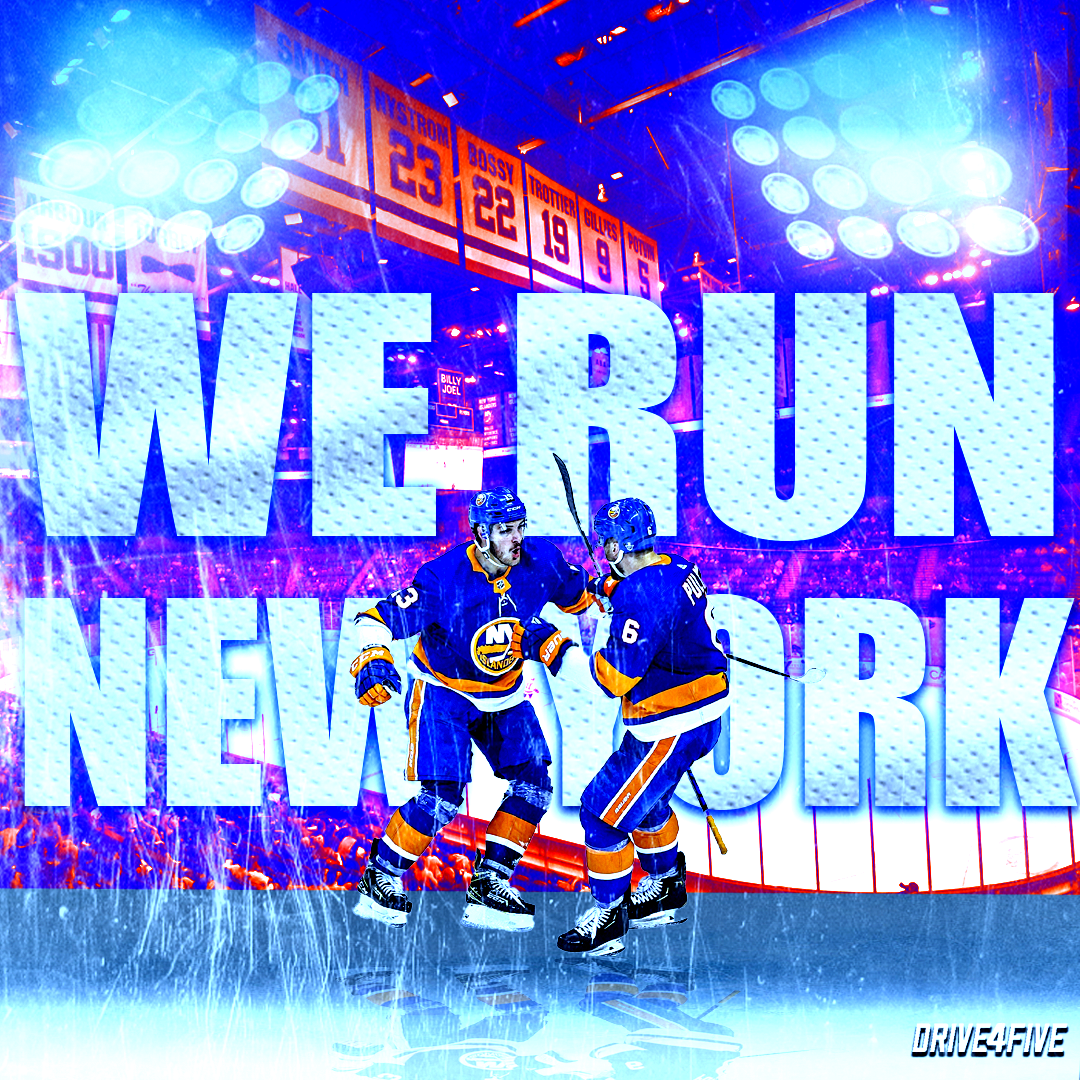 Ice hockey players celebrating on ice with large 