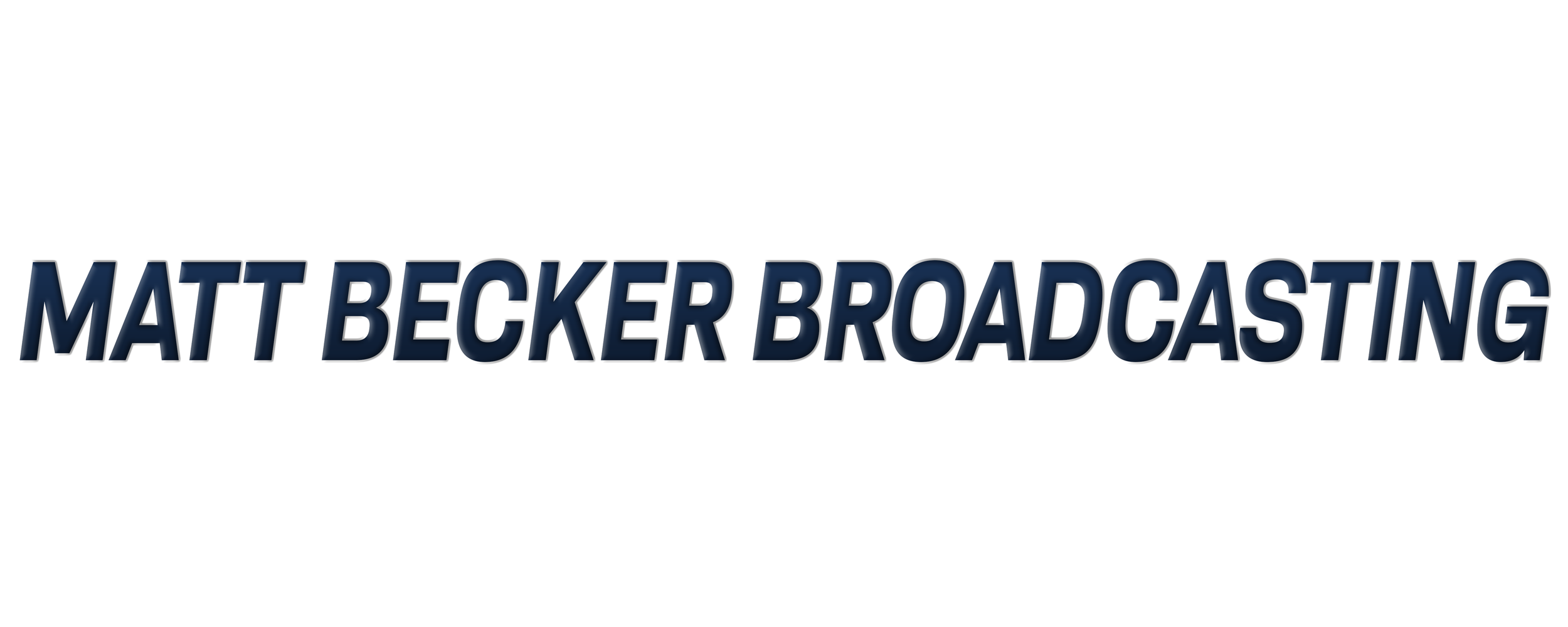 Logo of Matt Becker Broadcasting with the text in bold, metallic blue letters.