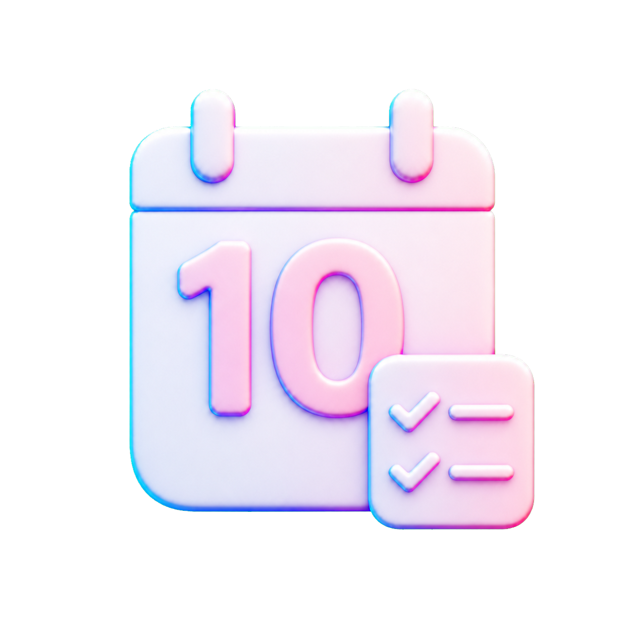 A neon-style digital calendar displaying the date October 10th with a small checklist icon with checkmarks.