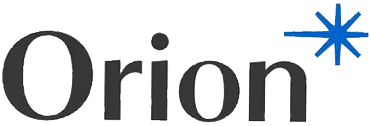 The word 'Orion' with a blue star symbol to the right of the text.