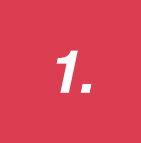 Red background with a large white number 1 in the center.