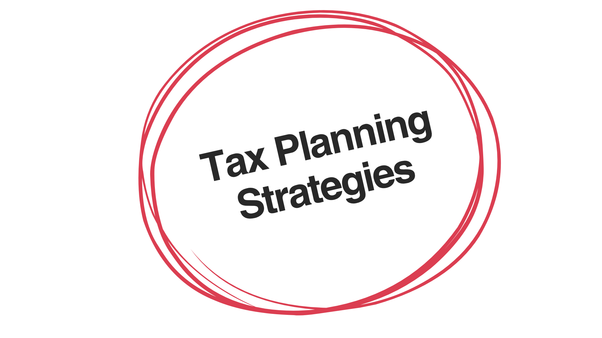 Graphic with three nested red circles and the text 'Tax Planning Strategies' inside the circles.