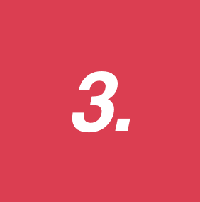 Red background with large white number 3 and a period.