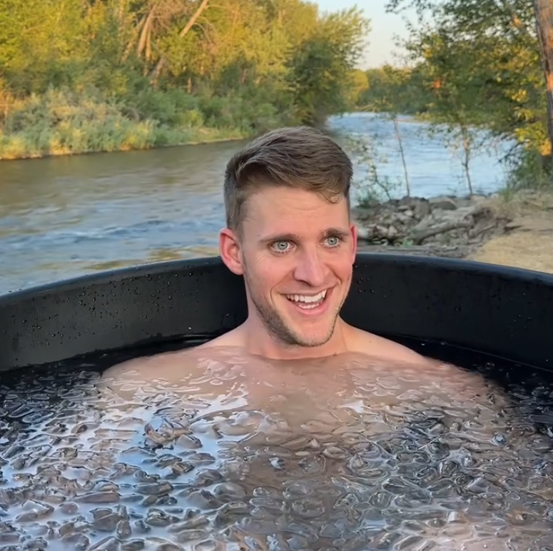 Filming a branded content piece for the Ice Barrel cold plunge partnership