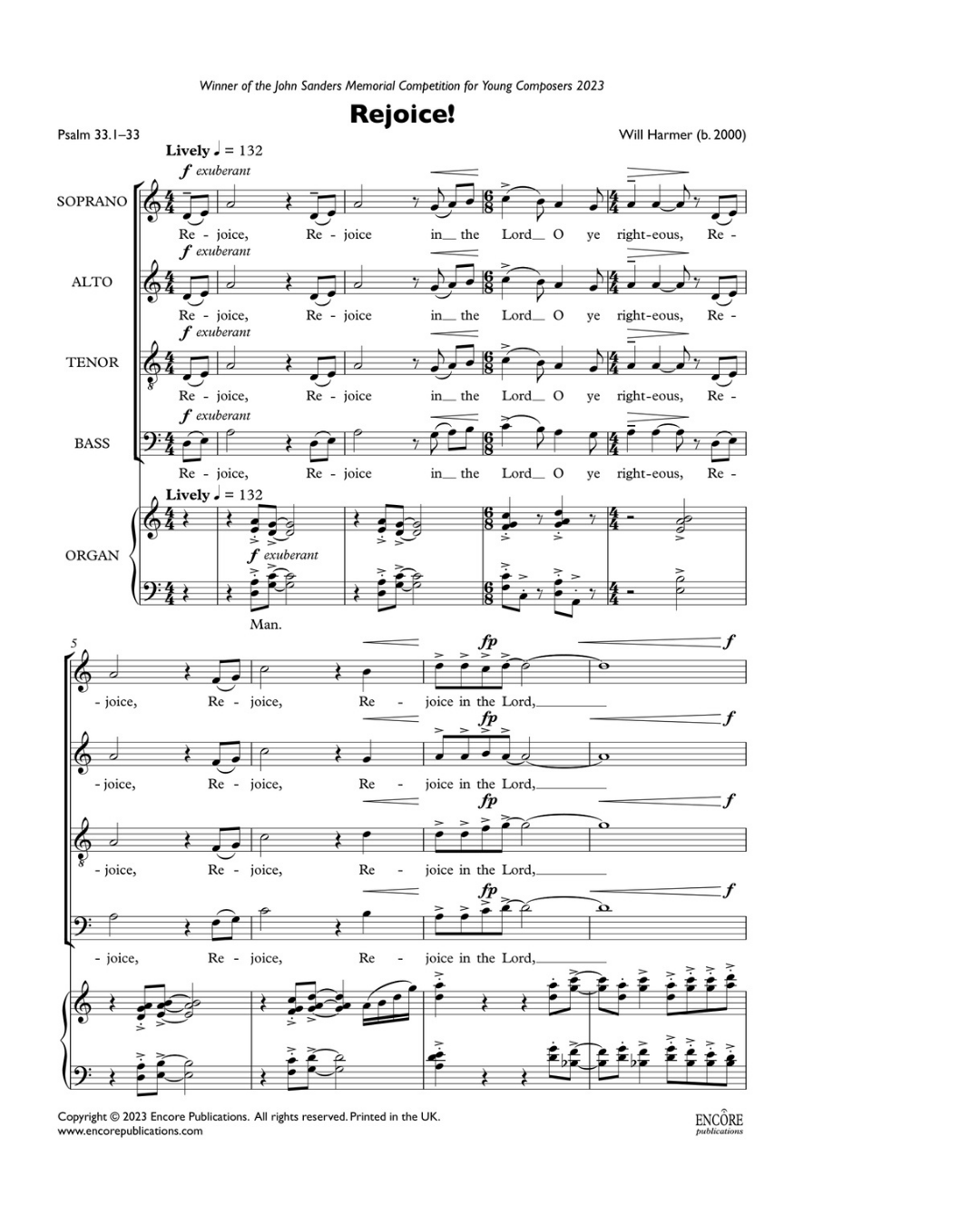 Rejoice!
SATB and organ
  Choral  