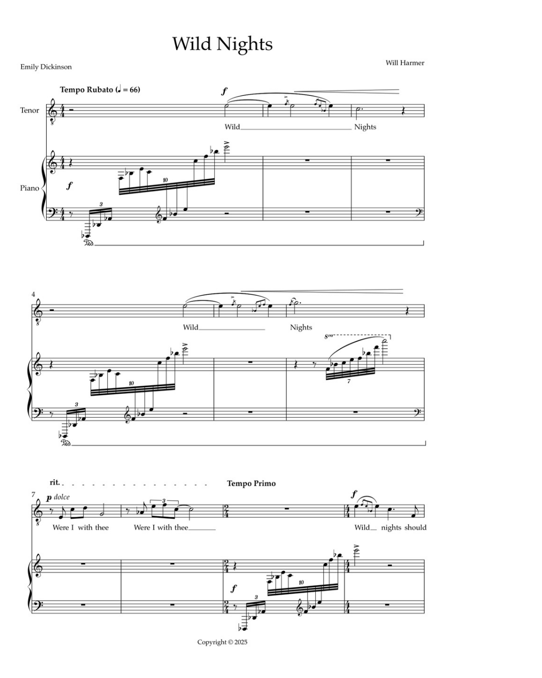 Wild Nights
Tenor and piano
  Vocal  