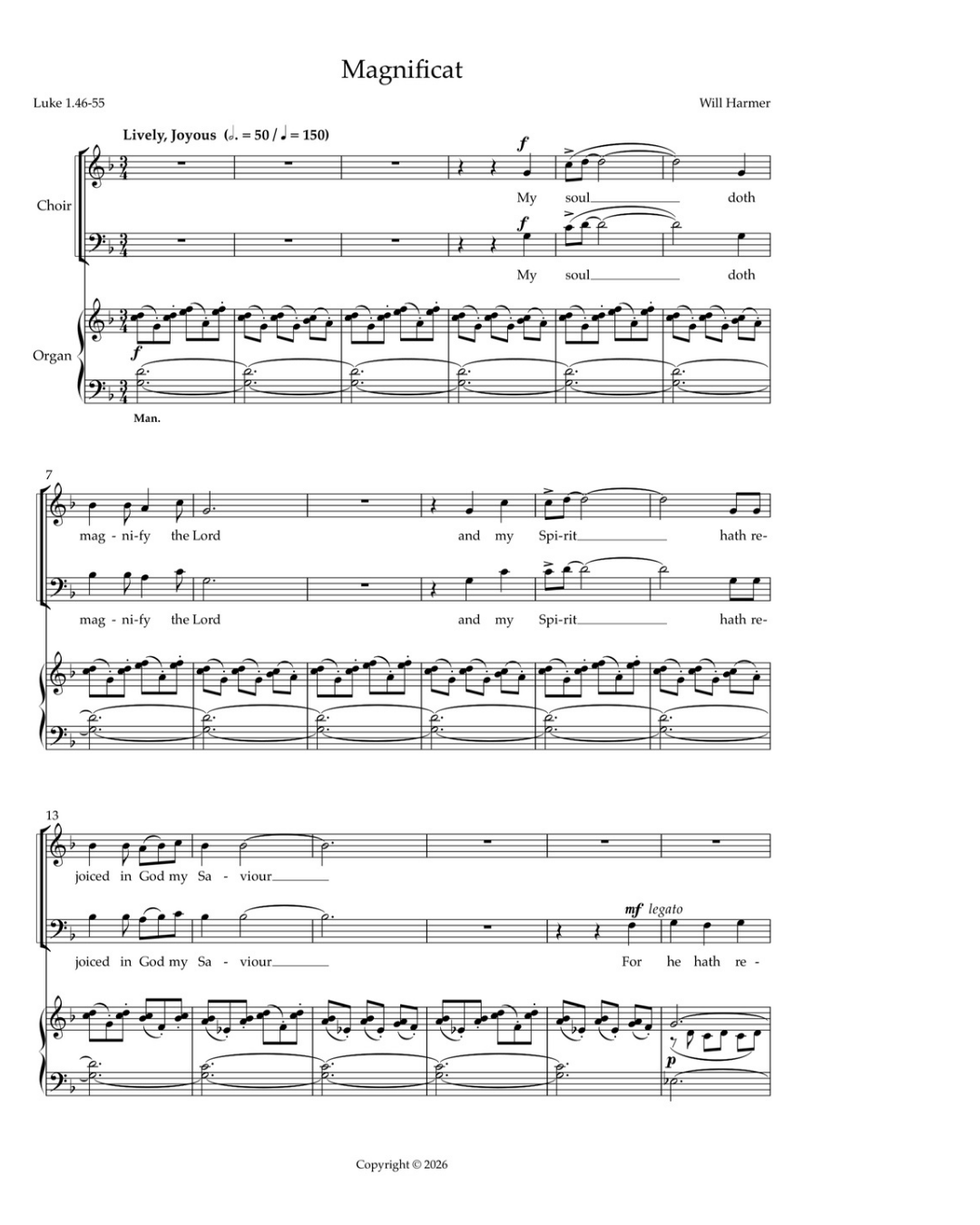 Magnificat
SATB and organ
  Choral  