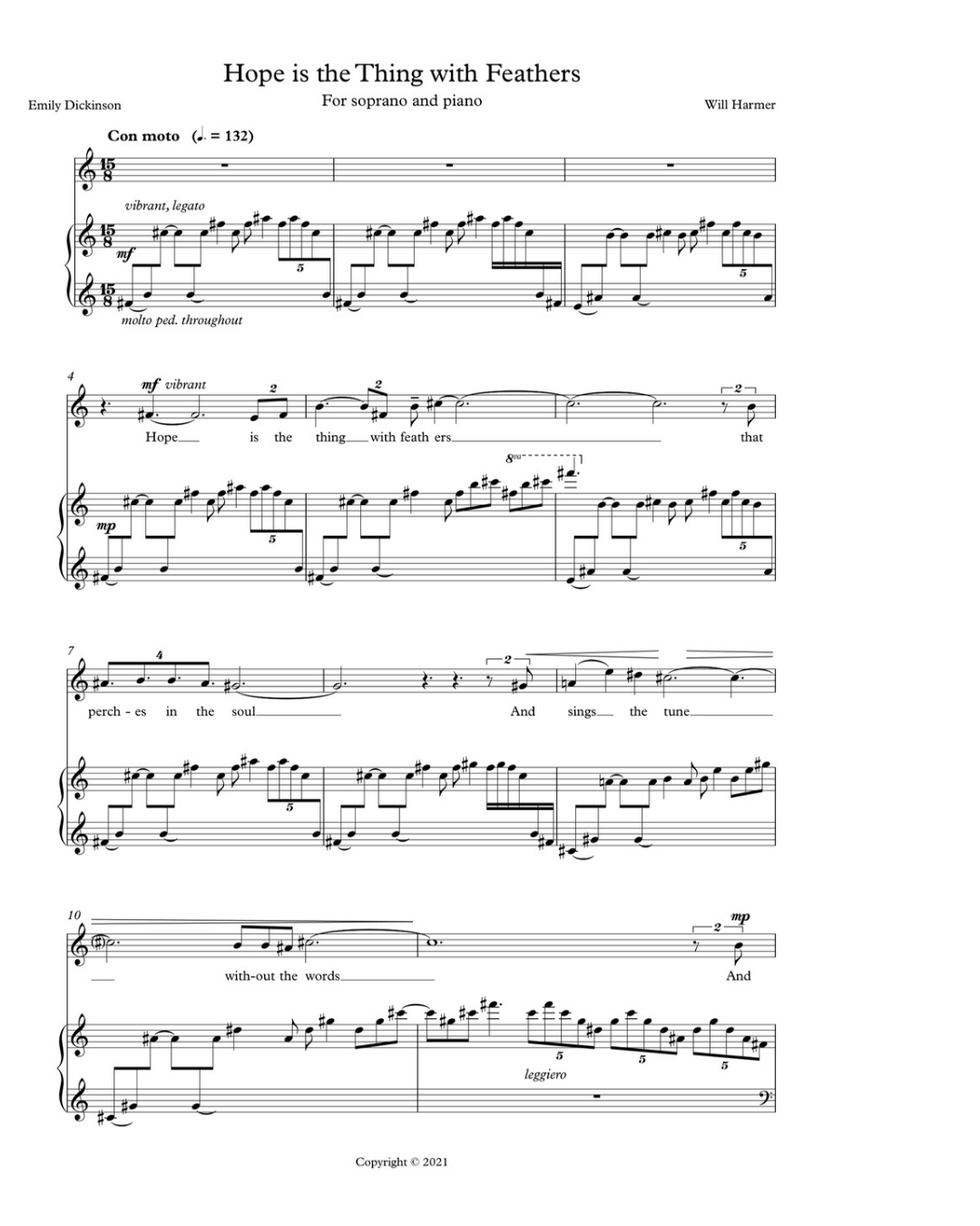Hope is the Thing with Feathers
Soprano / tenor and piano
  Vocal  