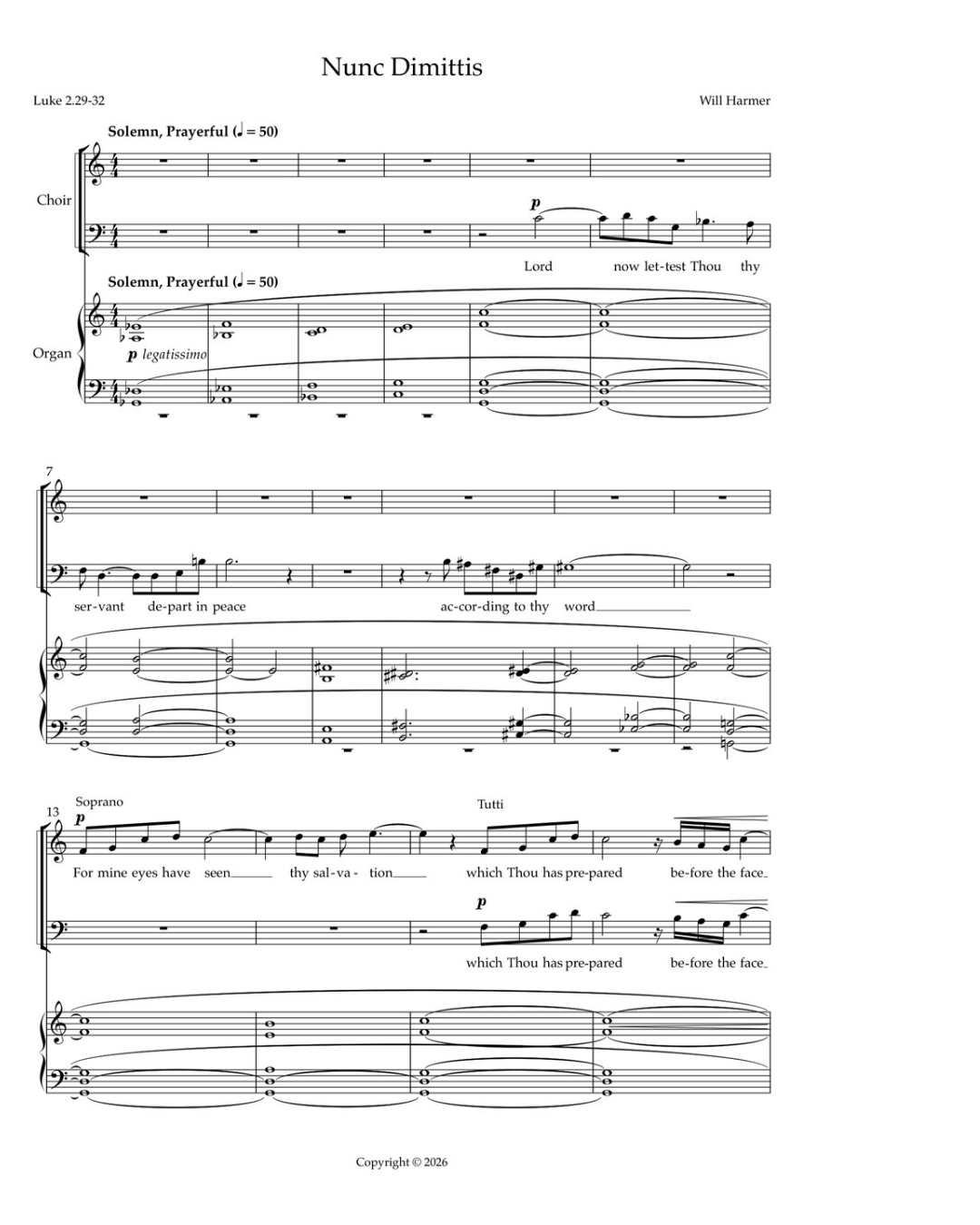 Nunc Dimittis
SATB and organ
  Choral  