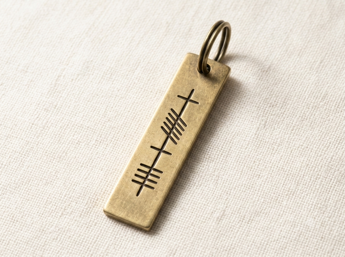 Solid Brass 'Cara' Ogham Bar Tag