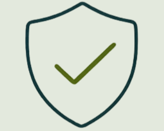 Shield icon with a check mark in the center, symbolizing protection or security.