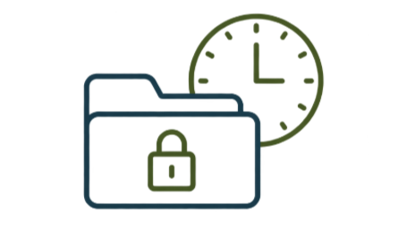 Folder icon with a lock and a clock in the background