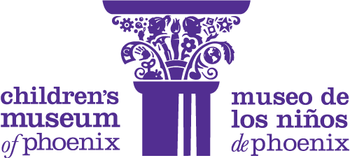 Sanborn Festival Sponsor - Logo of Children's Museum of Phoenix featuring a stylized purple column and the museum's name in English and Spanish.