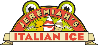 Sanborn Fall Festival Vendor Logo Logo for Jeremiah's Italian Ice featuring a frog mascot with an ice cream cone