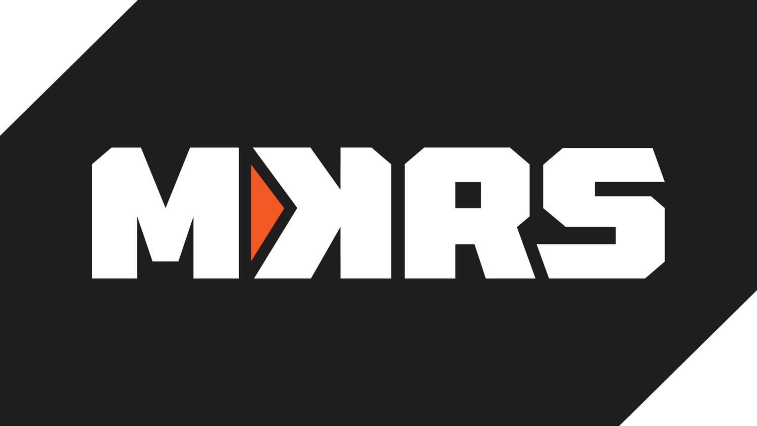 MXMRS logo with bold white letters and an orange arrow, set against a black background.