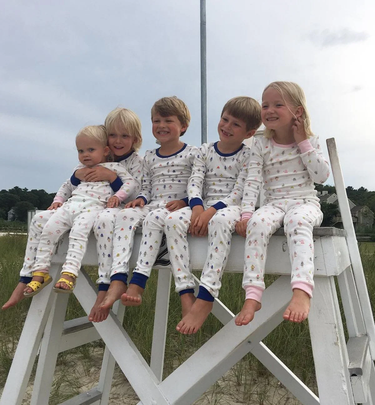 Matching kids pajamas in Nantucket
