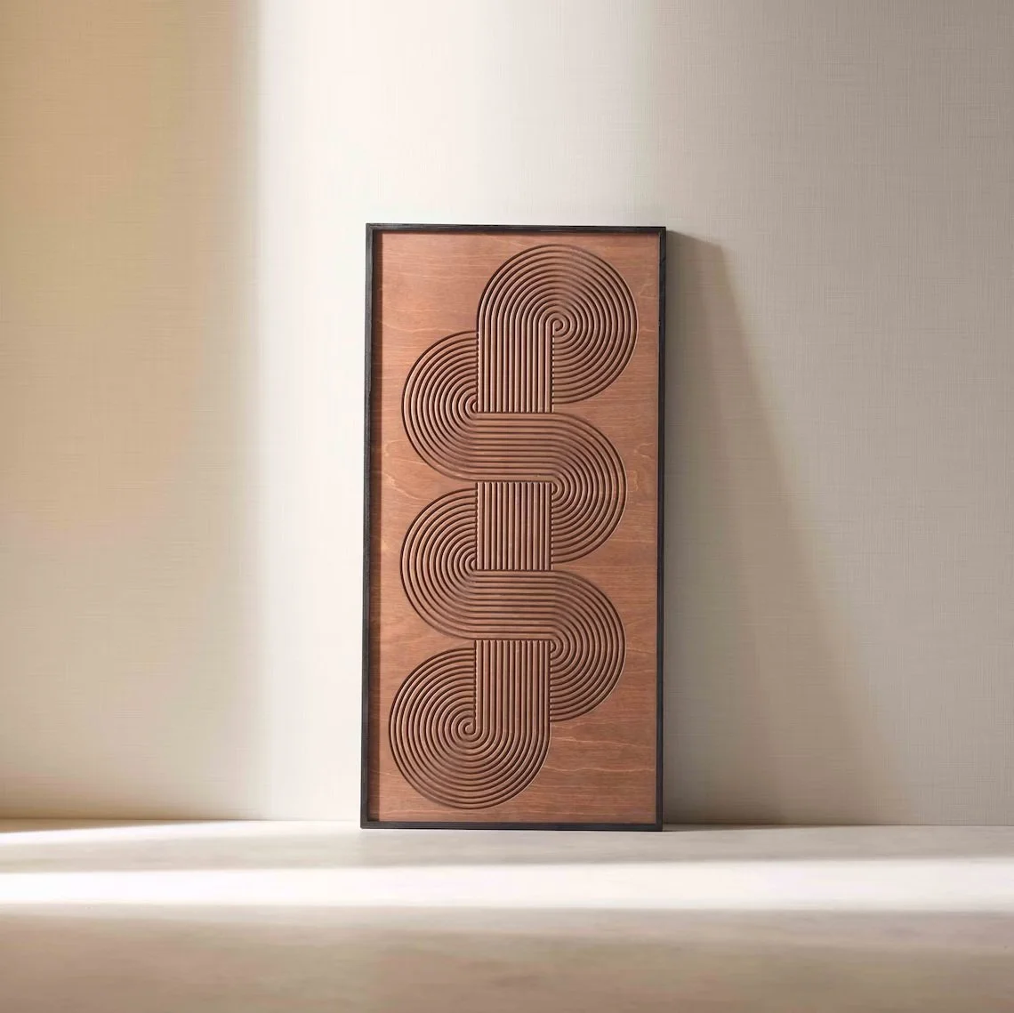 Line Wood Wall Art: A Modern Geometric Accent for Warm and Sophisticated Interiors