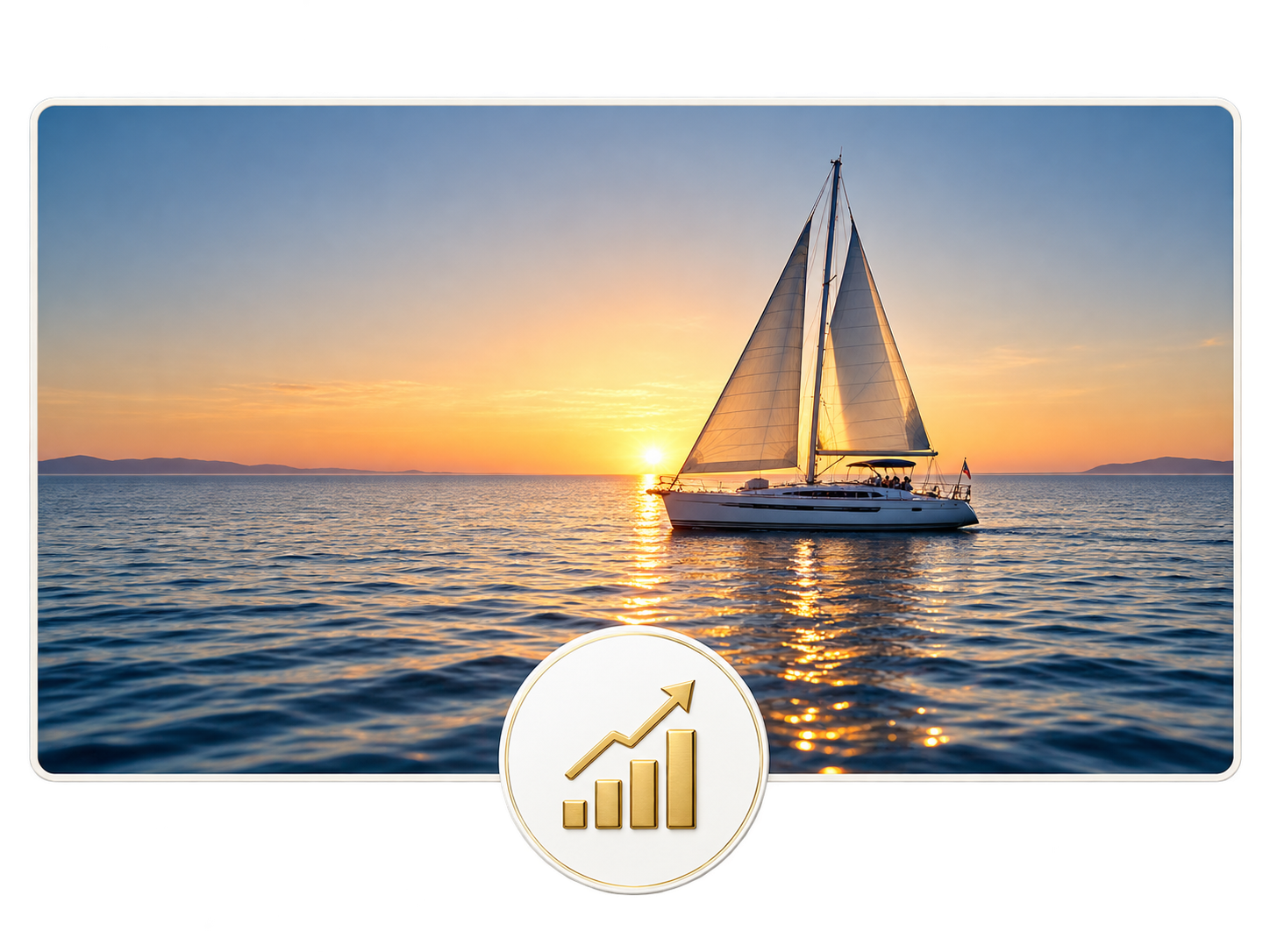 Sailboat at sunset representing value creation and long-term performance