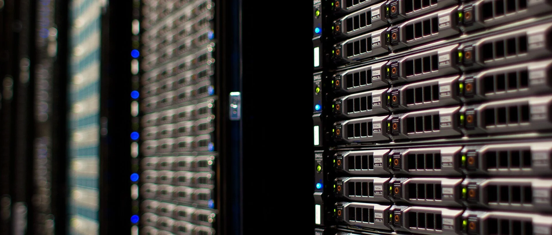 Rows of Wikimedia Foundation servers inside a data centre