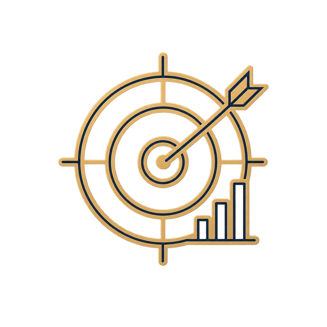 Performance target icon representing measurable outcomes and business results